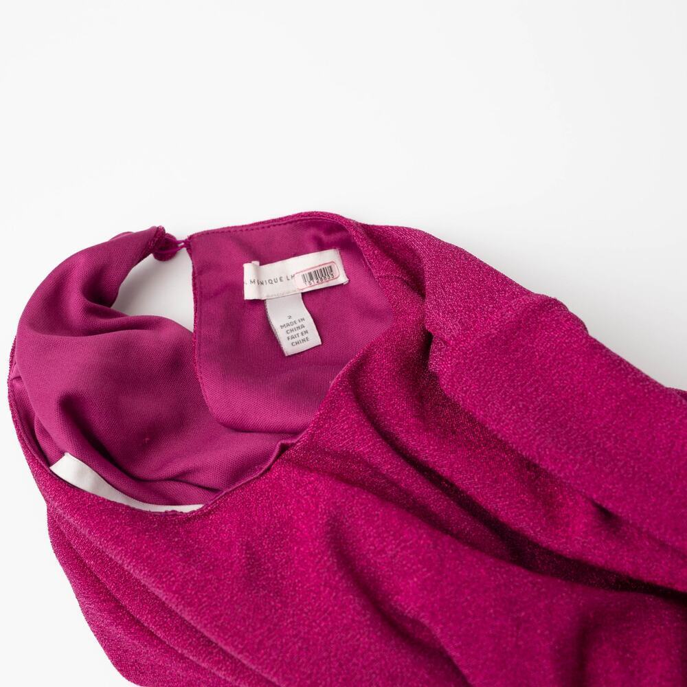 ML Monique Lhuillier Purple Metallic Knit Dress - Picture 7 of 12
